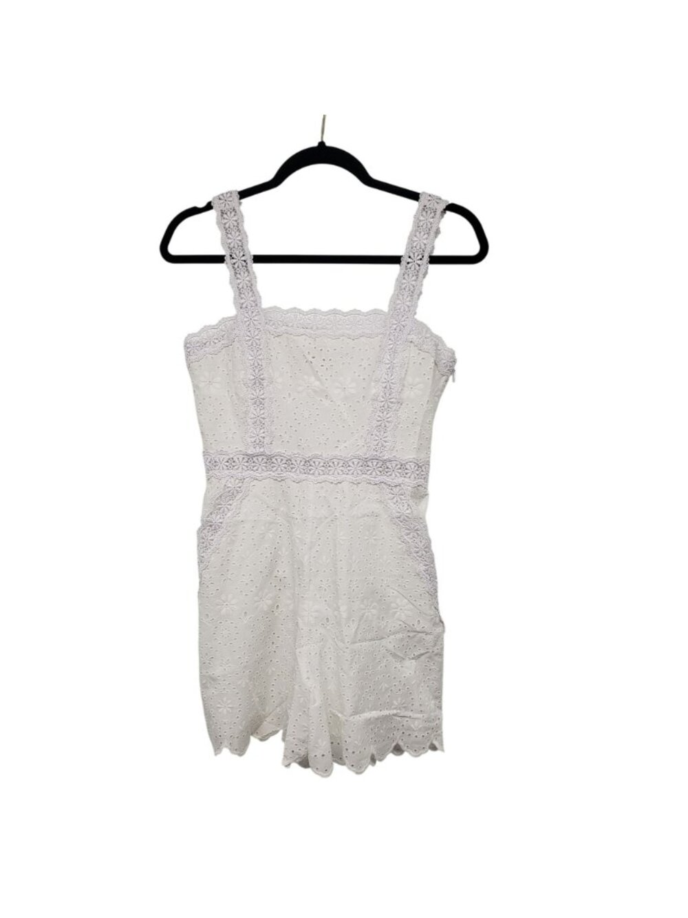 Charo Ruiz Zuma White Eyelet Lace Linen Embroidered Playsuit Romper Boho Beachy - Picture 3 of 14
